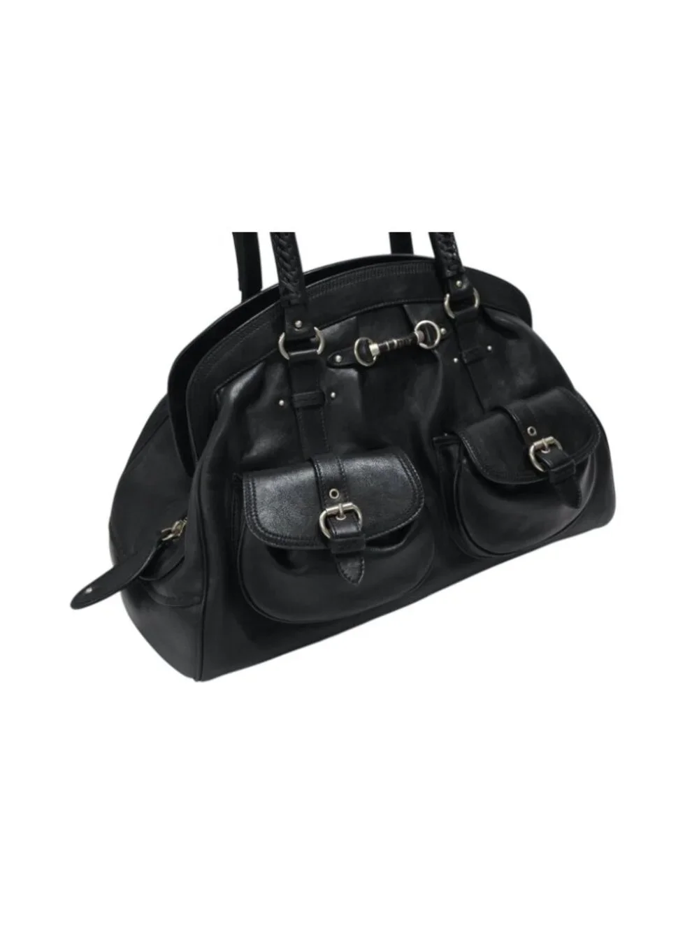 Dior Handbag Leather Black Silver